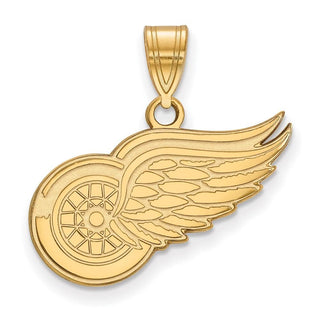 Sterling Silver Gold-plated NHL LogoArt Detroit Red Wings Medium Pendant