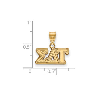 Sterling Silver Gold-plated LogoArt Sigma Delta Tau Sorority Greek Letters Medium Pendant