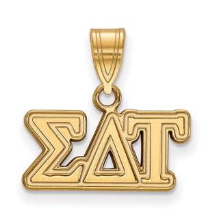 Sterling Silver Gold-plated LogoArt Sigma Delta Tau Sorority Greek Letters Medium Pendant