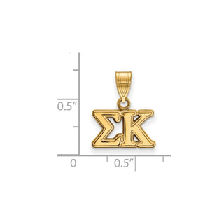 Sterling Silver Gold-plated LogoArt Sigma Kappa Sorority Greek Letters Medium Pendant