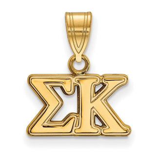 Sterling Silver Gold-plated LogoArt Sigma Kappa Sorority Greek Letters Medium Pendant