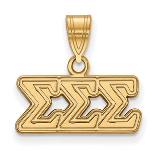 Sterling Silver Gold-plated LogoArt Sigma Sigma Sigma Sorority Greek Letters Medium Pendant