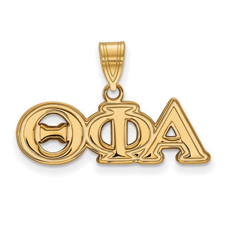 Sterling Silver Gold-plated LogoArt Theta Phi Alpha Sorority Greek Letters Medium Pendant