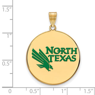 Sterling Silver Gold-plated LogoArt University of North Texas Extra Large Enameled Disc Pendant