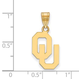 Sterling Silver Gold-plated LogoArt University of Oklahoma O-U Medium Pendant