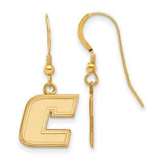 Sterling Silver Gold-plated LogoArt University of Tennessee at Chattanooga Letter C Small Dangle Wire Earrings
