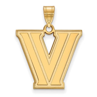 Sterling Silver Gold-plated LogoArt Villanova University Letter V Large Pendant