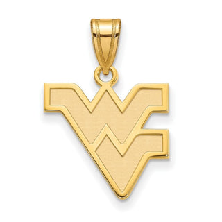 Sterling Silver Gold-plated LogoArt West Virginia University W-V Medium Pendant