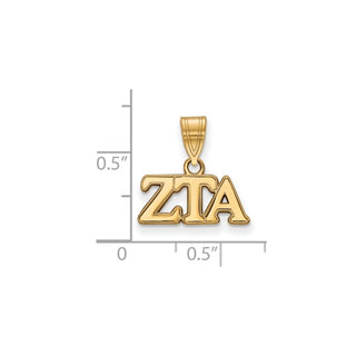 Sterling Silver Gold-plated LogoArt Zeta Tau Alpha Sorority Greek Letters Medium Pendant
