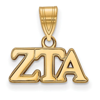 Sterling Silver Gold-plated LogoArt Zeta Tau Alpha Sorority Greek Letters Medium Pendant