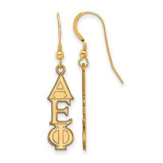 Sterling Silver Gold-plated LogoArt Alpha Epsilon Phi Sorority Greek Letters Medium Dangle Earrings