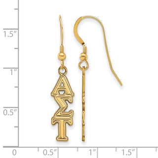 Sterling Silver Gold-plated LogoArt Alpha Sigma Tau Sorority Greek Letters Medium Dangle Earrings