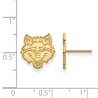 14k Gold LogoArt Arkansas State University Wolf Small Post Earrings