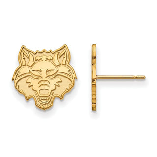 10k Gold LogoArt Arkansas State University Wolf Small Post Earrings