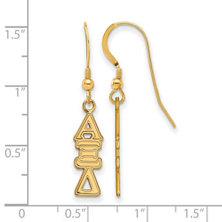 Sterling Silver Gold-plated LogoArt Alpha Xi Delta Sorority Greek Letters Medium Dangle Earrings
