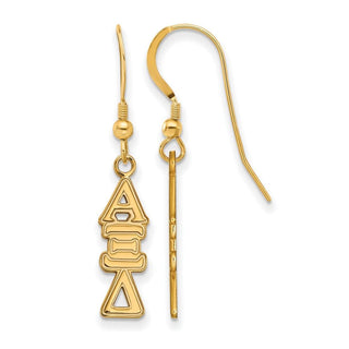 Sterling Silver Gold-plated LogoArt Alpha Xi Delta Sorority Greek Letters Medium Dangle Earrings