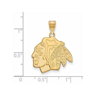 Sterling Silver Gold-plated NHL LogoArt Chicago Blackhawks Large Pendant