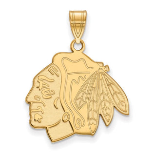Sterling Silver Gold-plated NHL LogoArt Chicago Blackhawks Large Pendant