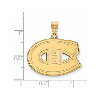 Sterling Silver Gold-plated NHL LogoArt Montreal Canadiens Large Pendant