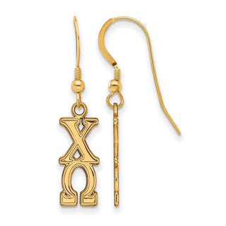 Sterling Silver Gold-plated LogoArt Chi Omega Sorority Greek Letters Medium Dangle Earrings