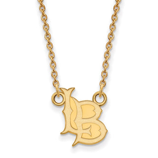 Sterling Silver Gold-plated LogoArt California State University Long Beach L-B Small Pendant 18 inch Necklace