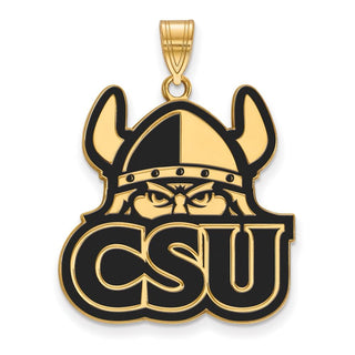 Sterling Silver Gold-plated LogoArt Cleveland State University Extra Large Enameled Pendant