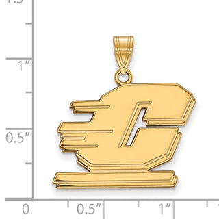 Sterling Silver Gold-plated LogoArt Central Michigan University Letter C Large Pendant