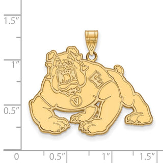 10k Gold LogoArt California State University Fresno Bulldog Extra Large Pendant