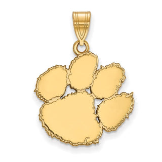 Sterling Silver Gold-plated LogoArt Clemson University Tiger Paw Large Pendant