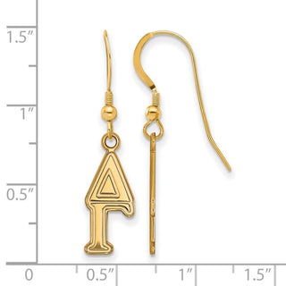 Sterling Silver Gold-plated LogoArt Delta Gamma Sorority Greek Letters Small Dangle Earrings