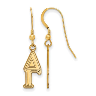 Sterling Silver Gold-plated LogoArt Delta Gamma Sorority Greek Letters Small Dangle Earrings