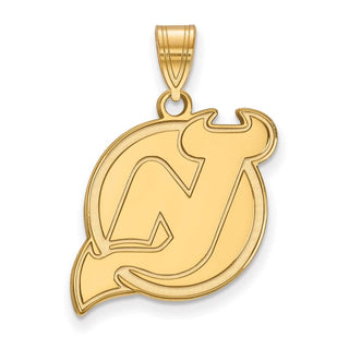 Sterling Silver Gold-plated NHL LogoArt New Jersey Devils Large Pendant