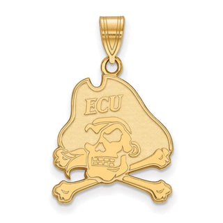 Sterling Silver Gold-plated LogoArt East Carolina University Pirate Large Pendant GP004ECU