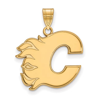 10k Gold NHL LogoArt Calgary Flames Letter C Large Pendant