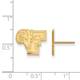 14k Gold LogoArt Fordham University Ram Small Post Earrings