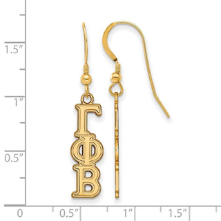 Sterling Silver Gold-plated LogoArt Gamma Phi Beta Sorority Greek Letters Small Dangle Earrings