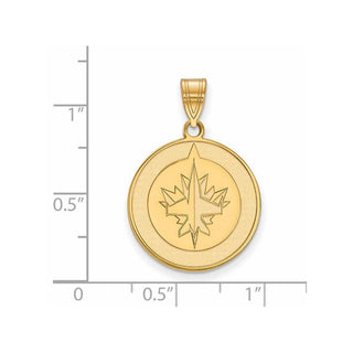 Sterling Silver Gold-plated NHL LogoArt Winnipeg Jets Large Pendant