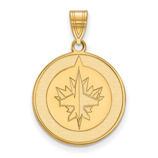 Sterling Silver Gold-plated NHL LogoArt Winnipeg Jets Large Pendant