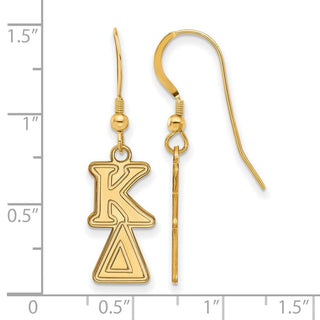 Sterling Silver Gold-plated LogoArt Kappa Delta Sorority Greek Letters Small Dangle Earrings