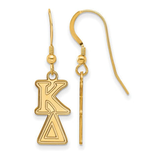 Sterling Silver Gold-plated LogoArt Kappa Delta Sorority Greek Letters Small Dangle Earrings
