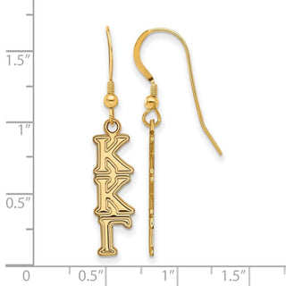 Sterling Silver Gold-plated LogoArt Kappa Kappa Gamma Sorority Greek Letters Small Dangle Earrings