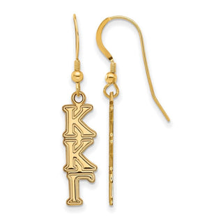 Sterling Silver Gold-plated LogoArt Kappa Kappa Gamma Sorority Greek Letters Small Dangle Earrings