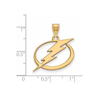 Sterling Silver Gold-plated NHL LogoArt Tampa Bay Lightning Large Pendant