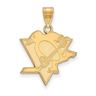 Sterling Silver Gold-plated NHL LogoArt Pittsburgh Penguins Large Pendant