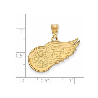 Sterling Silver Gold-plated NHL LogoArt Detroit Red Wings Large Pendant