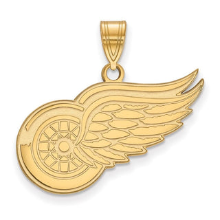 Sterling Silver Gold-plated NHL LogoArt Detroit Red Wings Large Pendant