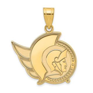 Sterling Silver Gold-plated NHL LogoArt Ottawa Senators Large Pendant