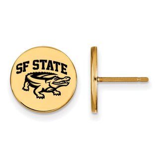 Sterling Silver Gold-plated LogoArt San Francisco State University Small Enameled Disc Post Earrings