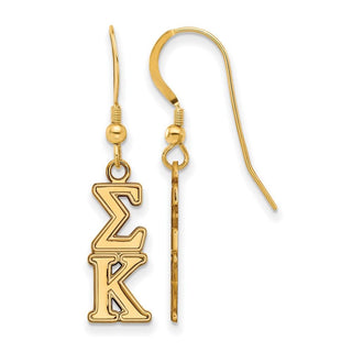 Sterling Silver Gold-plated LogoArt Sigma Kappa Sorority Greek Letters Small Dangle Earrings