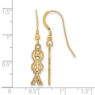 Sterling Silver Gold-plated LogoArt Theta Phi Alpha Sorority Greek Letters Small Dangle Earrings
